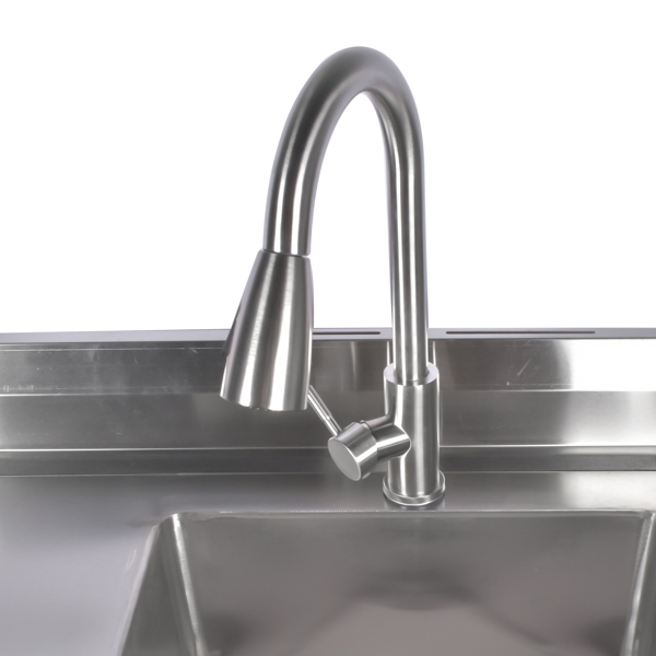 A1-不锈钢水槽 Stainless Steel Kitchen Sink Commercial Freestanding Utility Sink with Drawer and Pull-Out Faucet (39.3