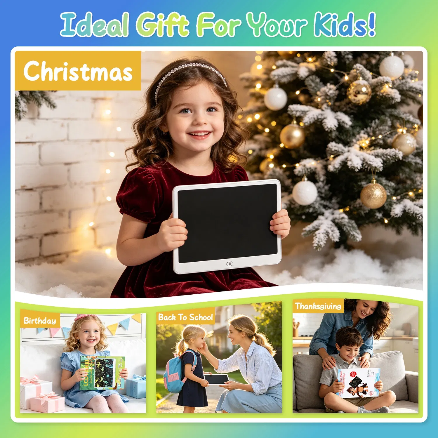 LCD Writing Tablet for Kids, Reusable Doodle Board image 7