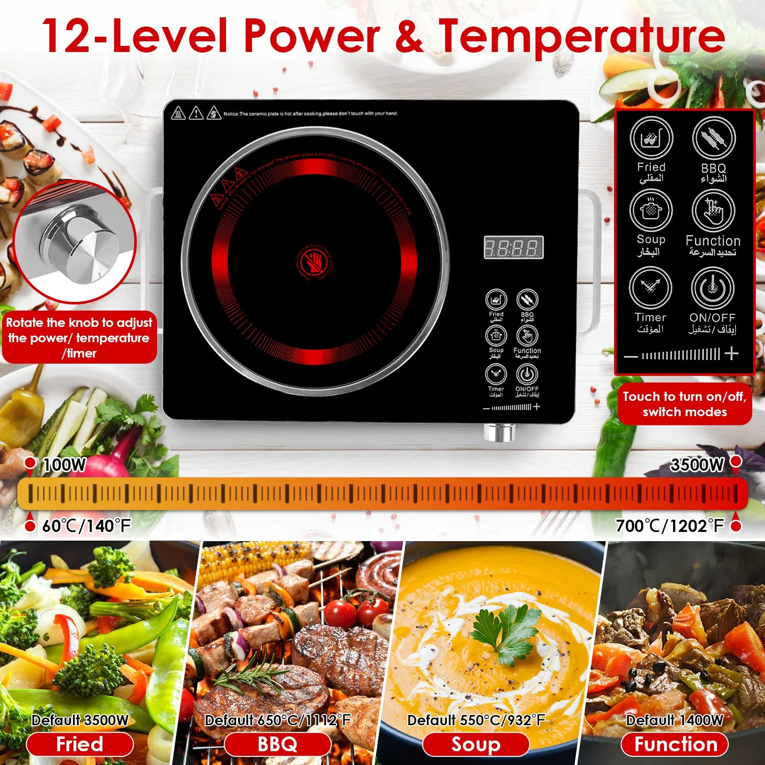 7000W Electric Double Ceramic Stove/ 3500W Electric Single Ceramic Stove Options 3 Colors Available image 3
