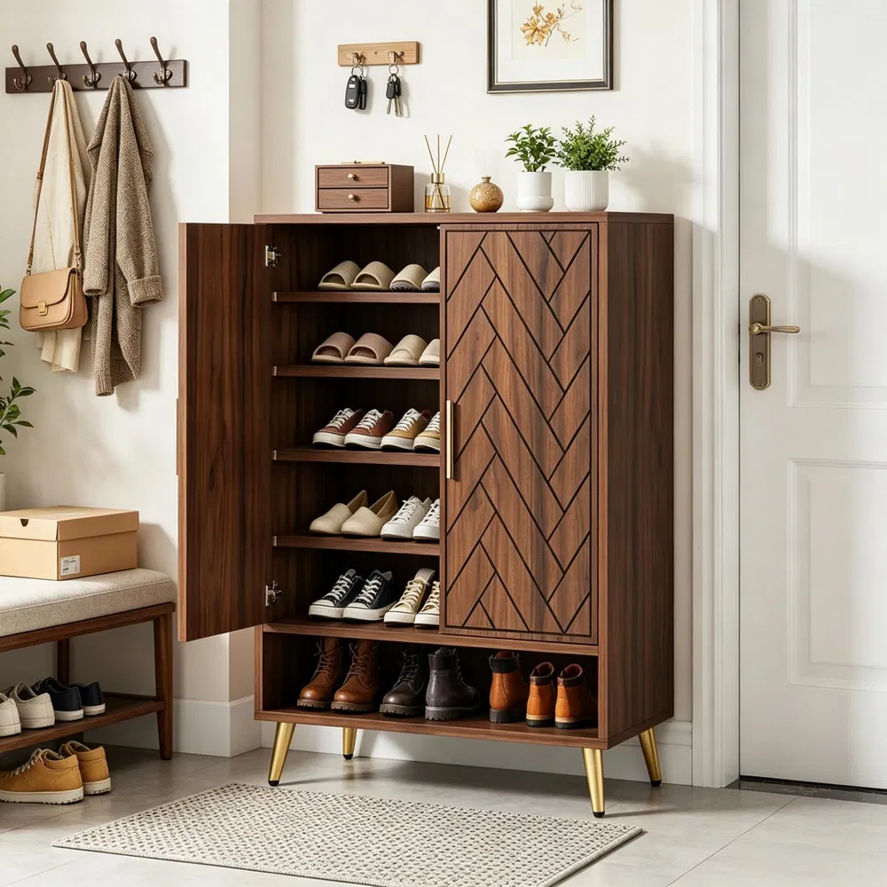 Walnut Shoe Storage Cabinet, picture 5 of 5