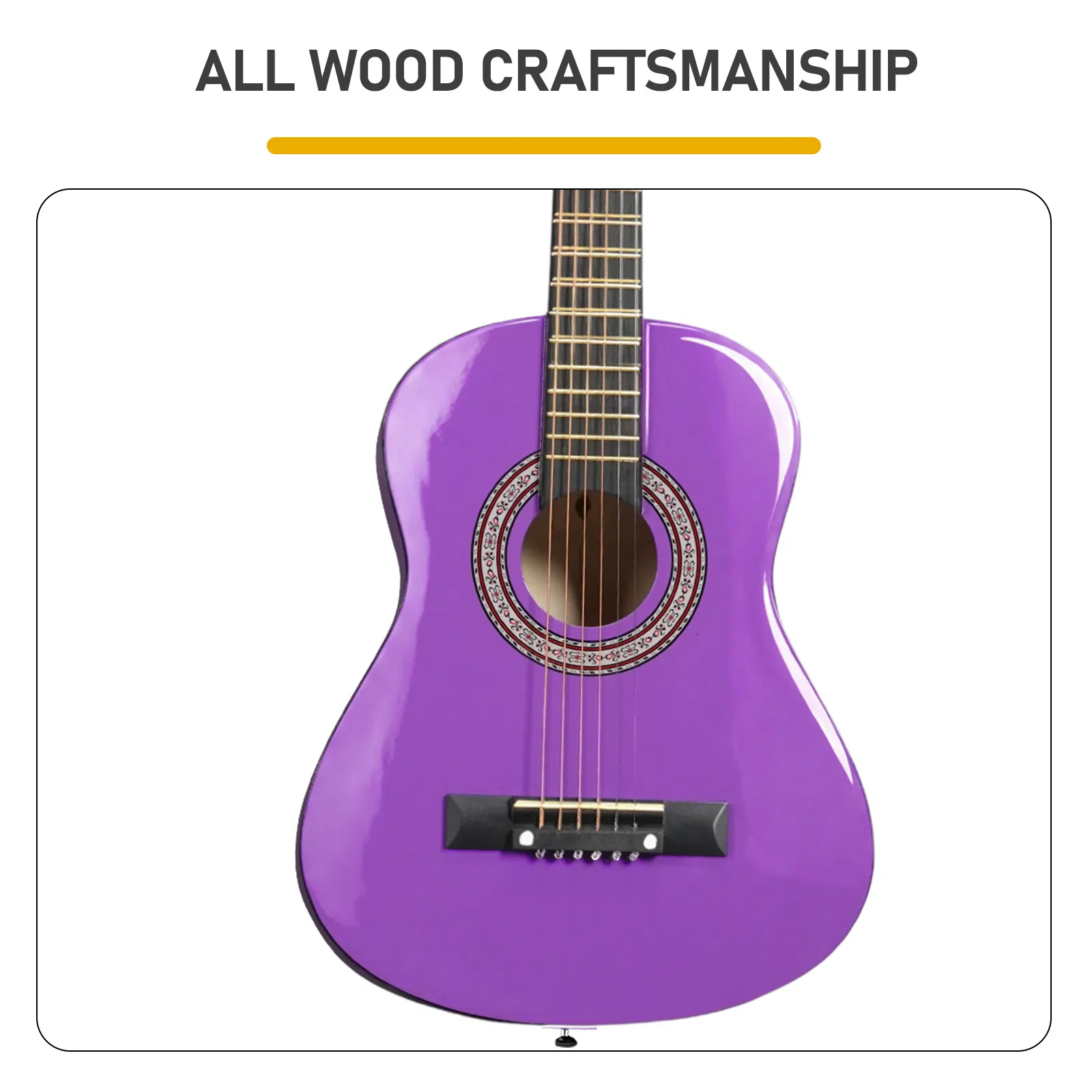 Purple 30-inch Round Acoustic Guitar with Picks, Strings, Capo, Case, Tuner, and Strap image 6