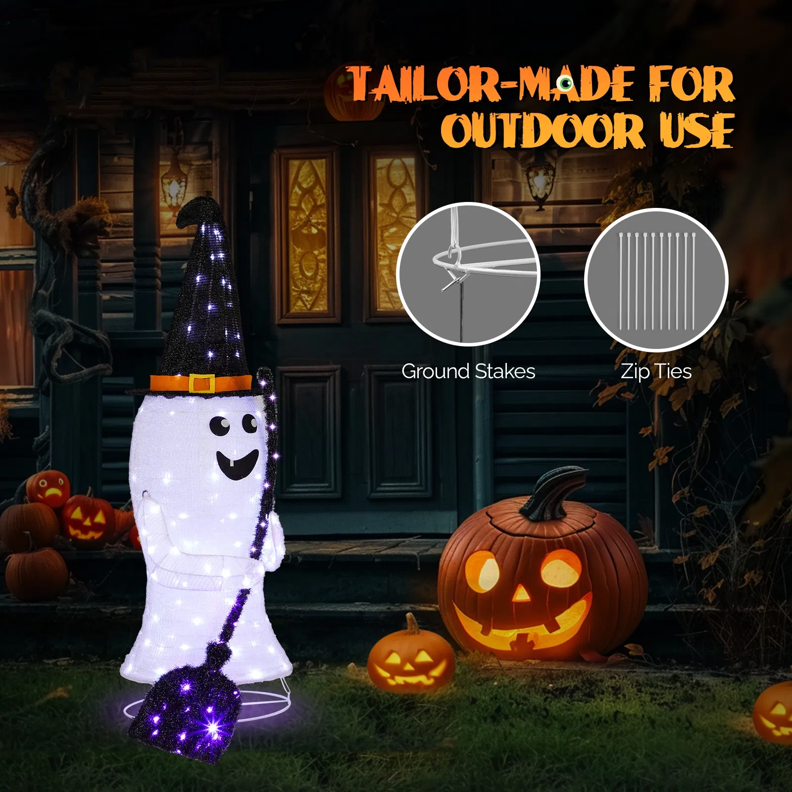 Replace 944001634ft Ghost 100LED Lighted Outdoor Halloween Decorations image 3