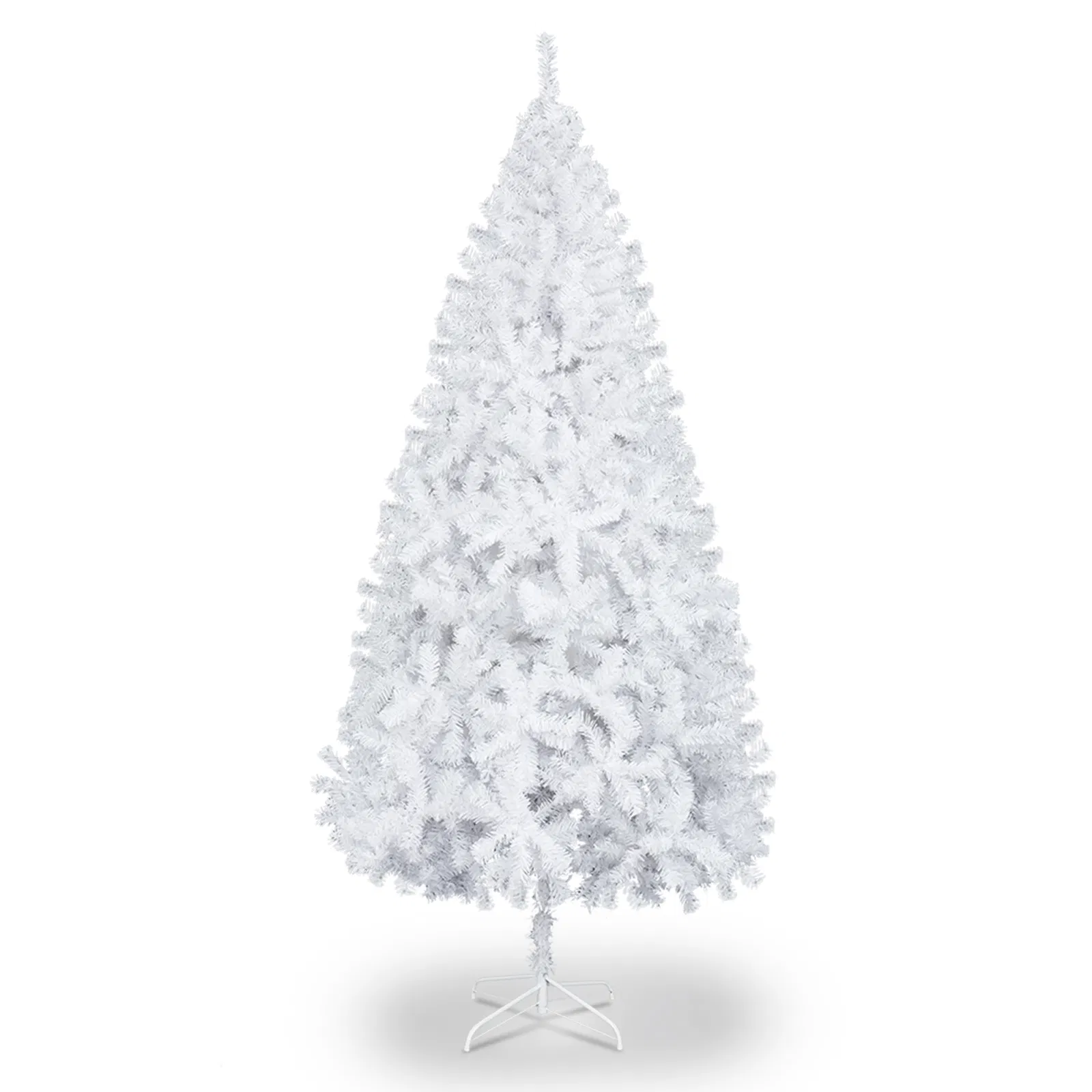 5 FT Artificial Christmas Tree, Unlit Hinged Christmas Pine Tree with 480 Branch Tips and Sturdy Metal Stand, White