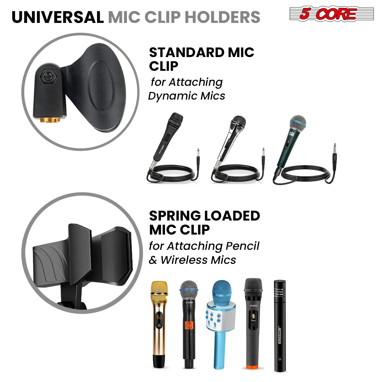 5 Core Mic Stand Floor Height Adjustable Tripod Microphone Stands w Extending Telescoping Boom Arm - MS DBL G image 9