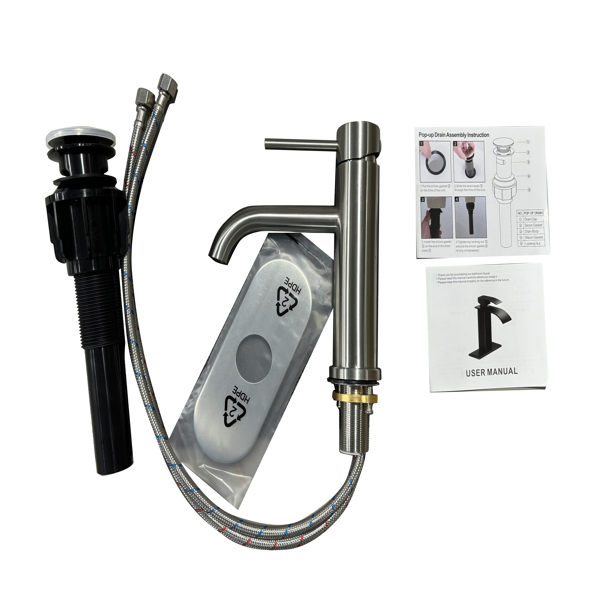 Single Handle Bathroom Faucet Lavatory Faucet Stainless Steel Single Hole-T10, Brushed Nickel[Unable to ship on weekends,usps/fedex]-13