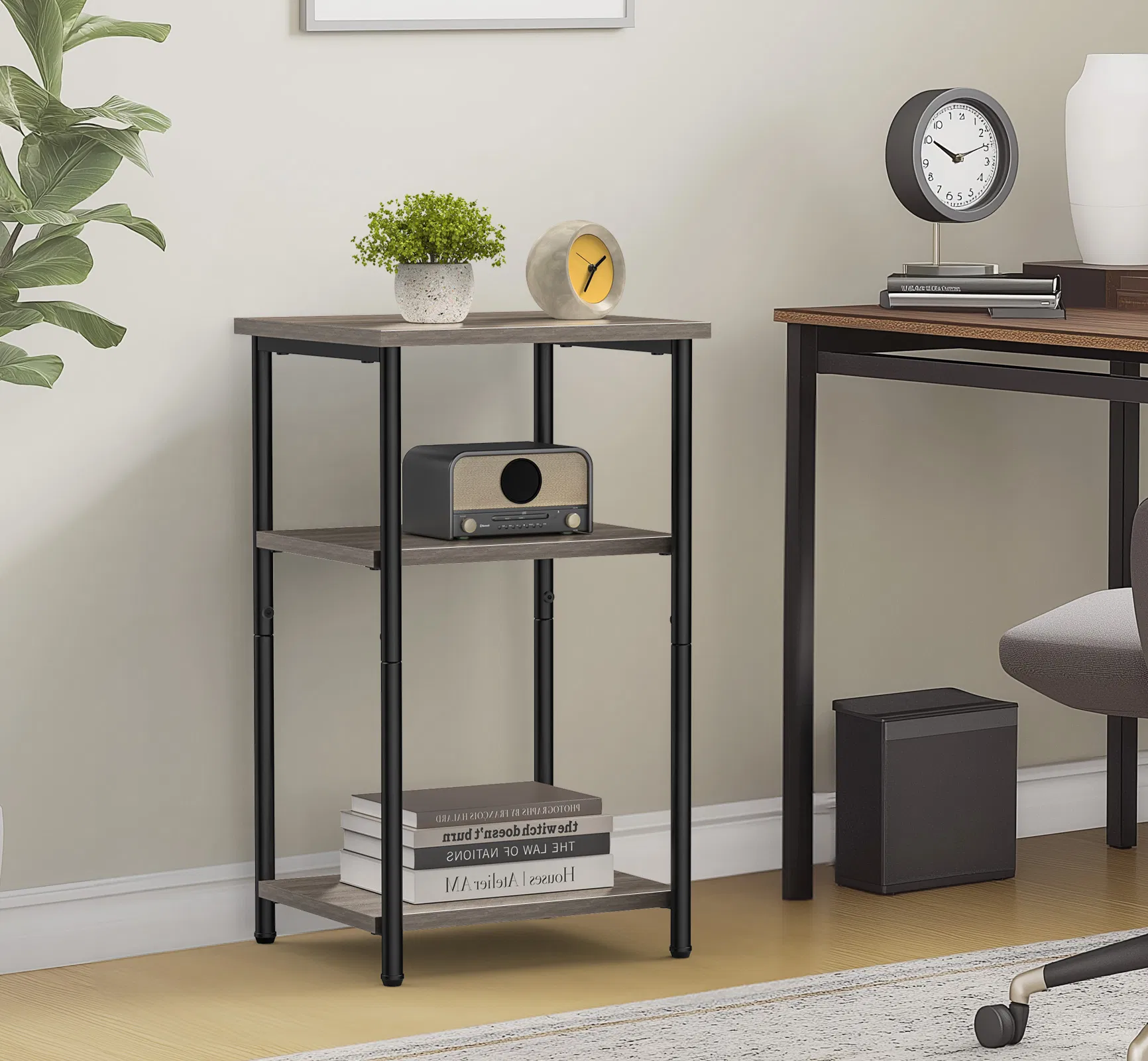 3 layer coffee table with adjustable height, small bedside table, storage shelf, suitable for bedroom, living room, office space saving image 5
