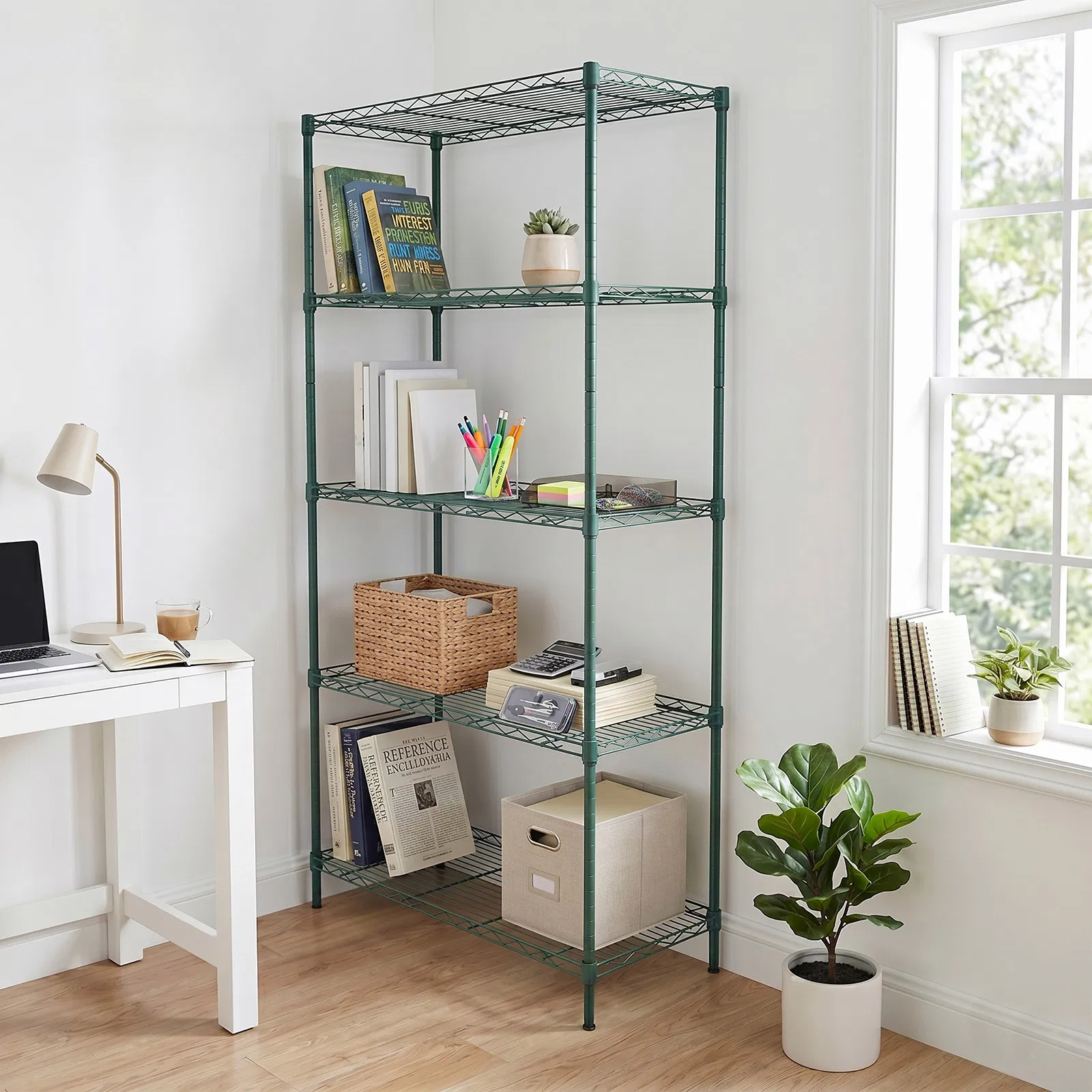 5-Layer Adjustable Display Rack Iron Household Shelf with Adjustable Feet 29.13*13.39*59.06in Forest… image 10