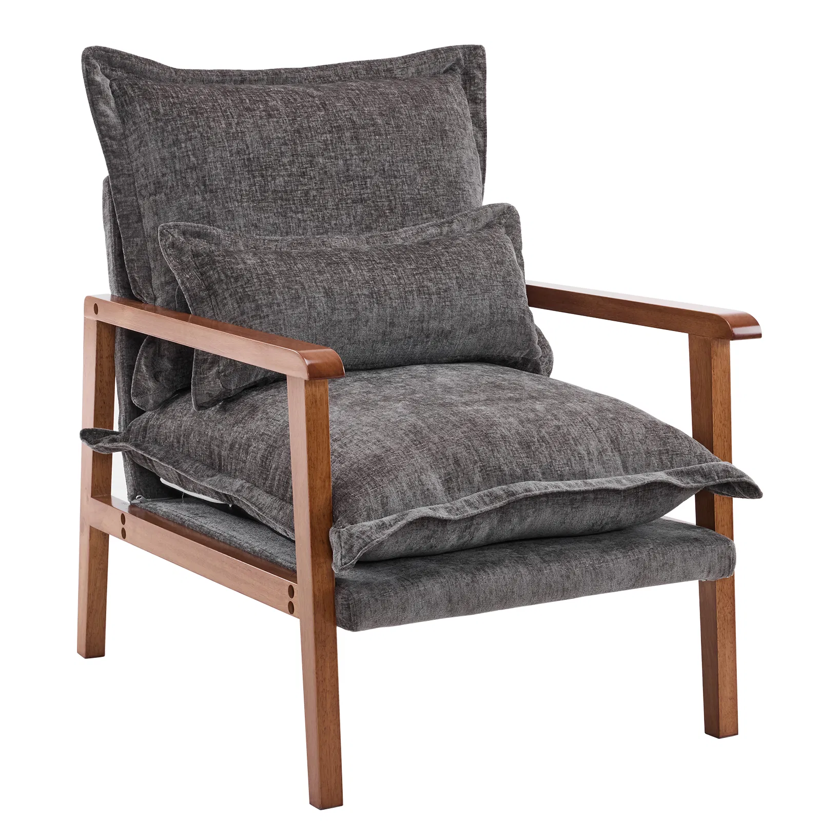 Cloud Shaped Indoor Leisure Chair with Solid Wood Armrest & Solid Wood Frame, Chenille Fabric Accent… image 12