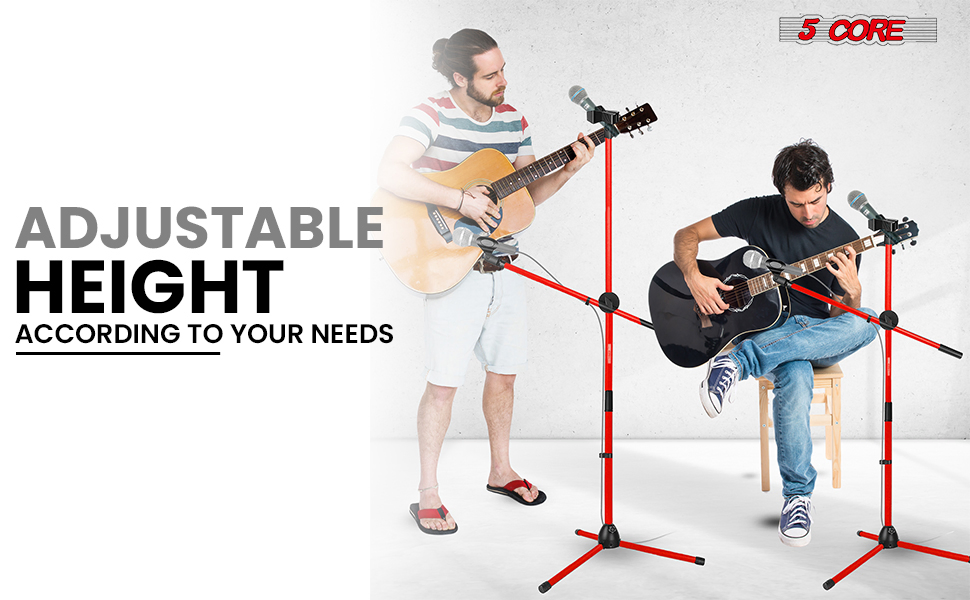 5 Core Mic Stand Floor Height Adjustable Tripod Microphone Stands w Extending Telescoping Boom Arm - MS DBL G image 13