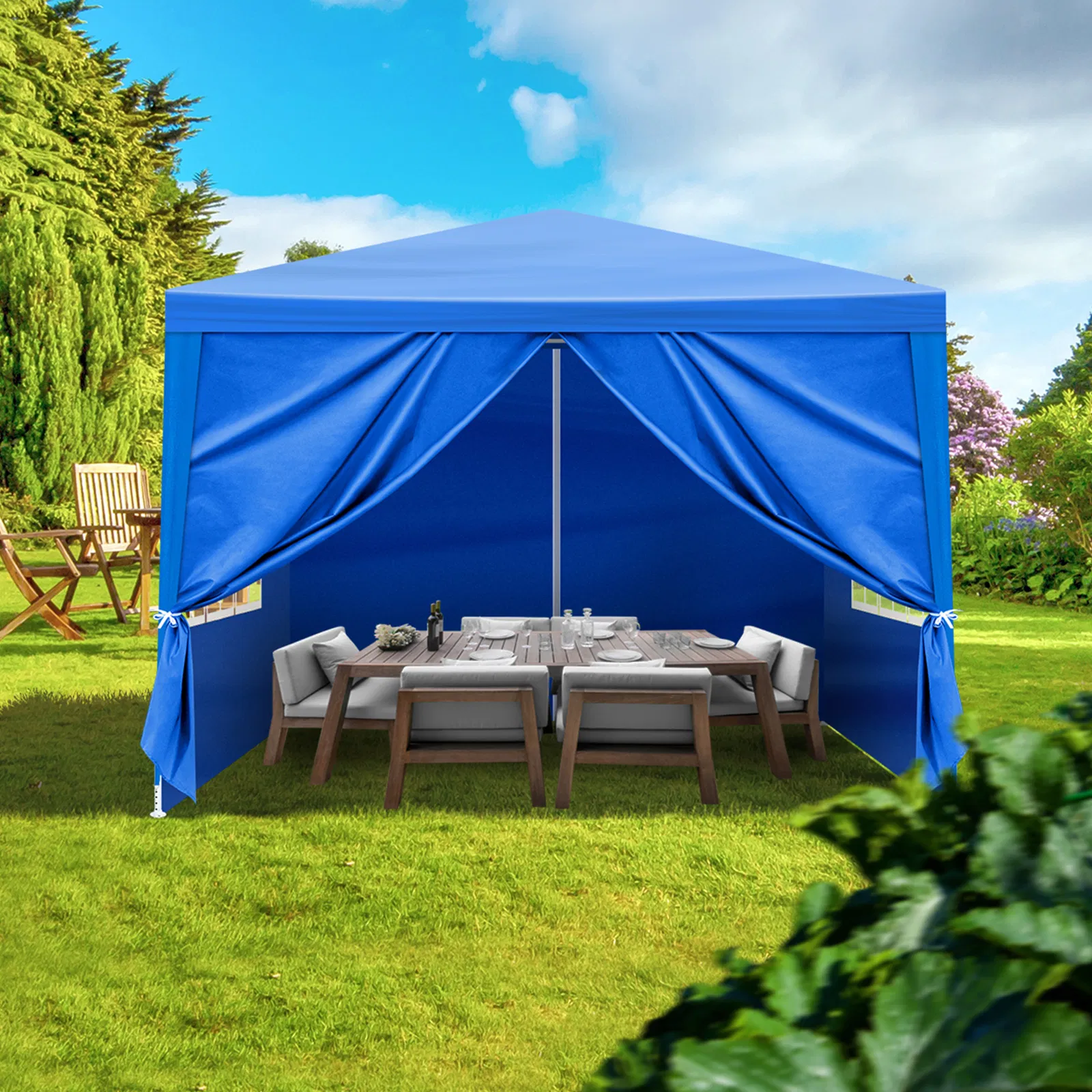 10'x10' Gazebo Waterproof Outdoor Canopy Patio Tent Party Tent for Wedding BBQ Cater, Blue image 14
