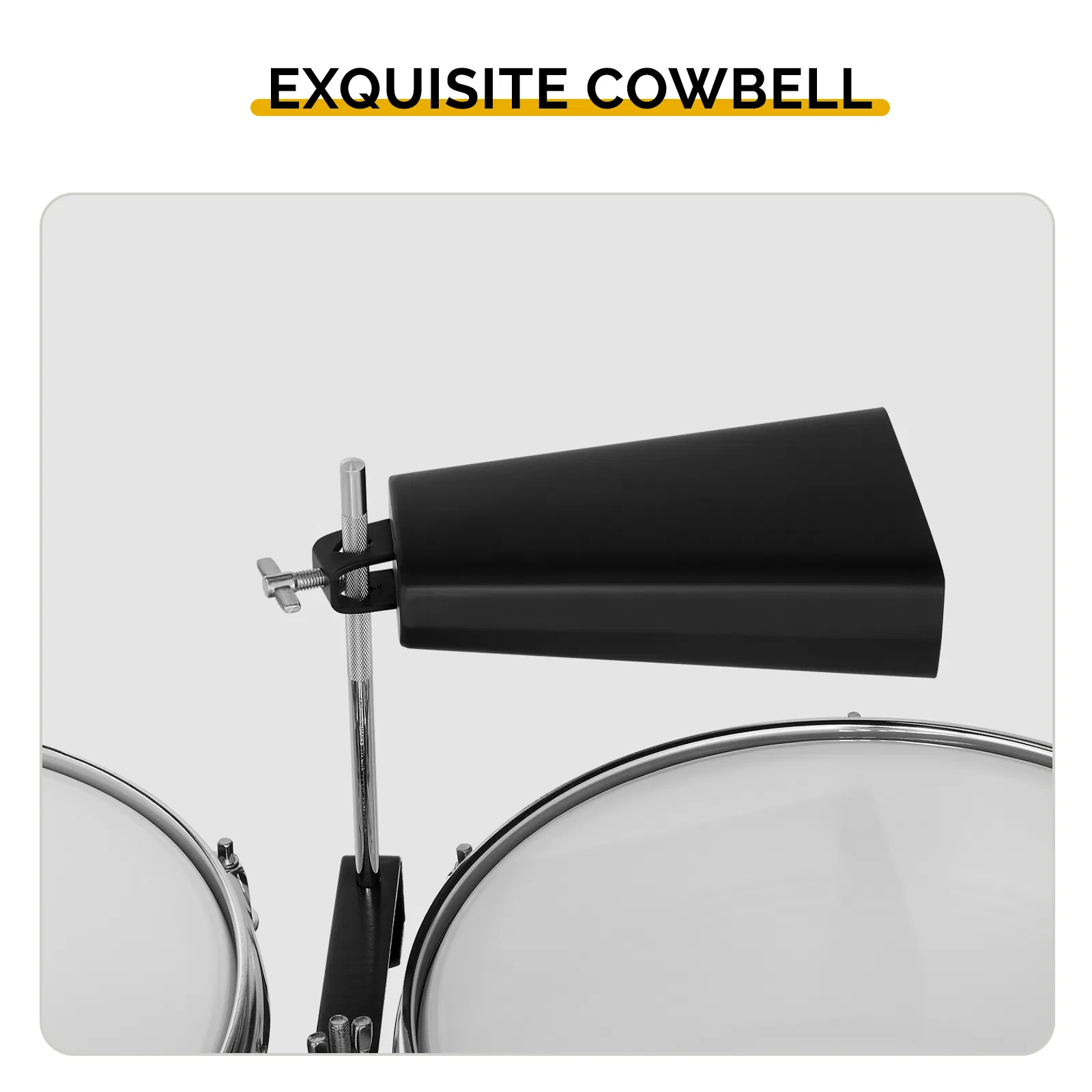 Percussion 13" & 14" Timbales Drum Set with Stand and Cowbell Silver image 4