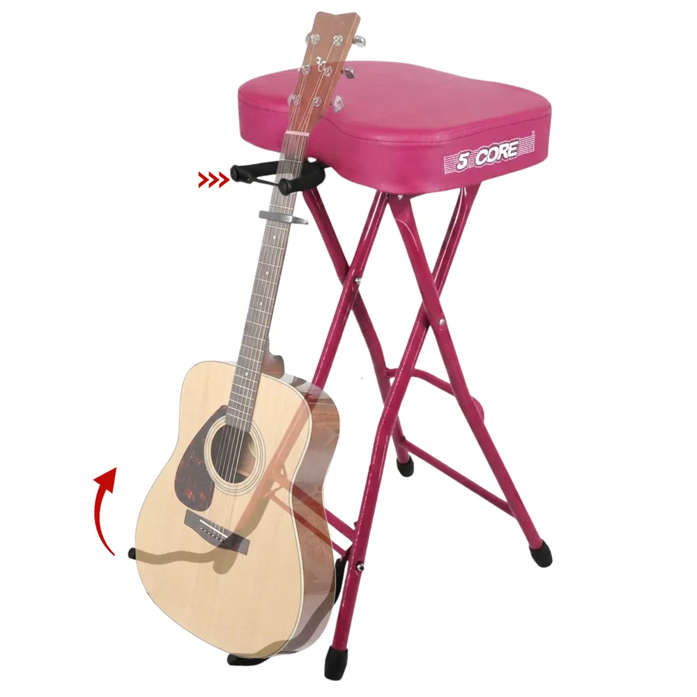 5Core Guitar Stool 3.15" Padded Chair Foldable Heavy Duty Music Seat Built in Foot Rest Guitar Stand image 22