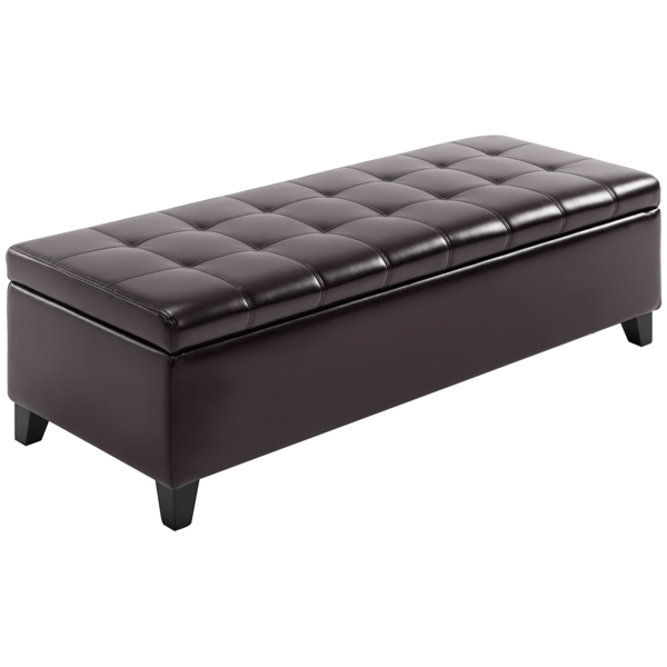 Faux Leather Storage Ottoman