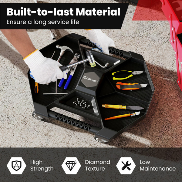 Rolling Tool Creeper PP PVC Storage Caddy with 360° Swivel Casters 30LBS Capacity-21