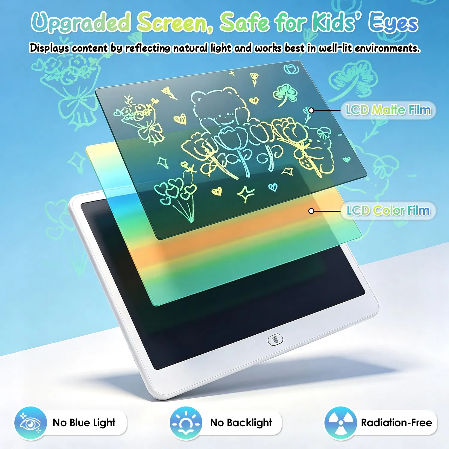 LCD Writing Tablet for Kids, Reusable Doodle Board image 6
