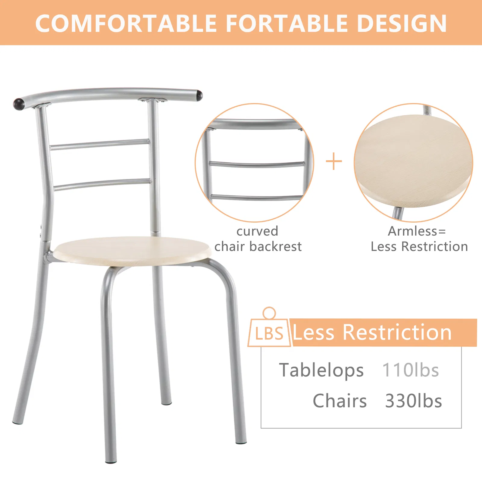 PVC Breakfast Table (One Table and Two Chairs) Natural image 5