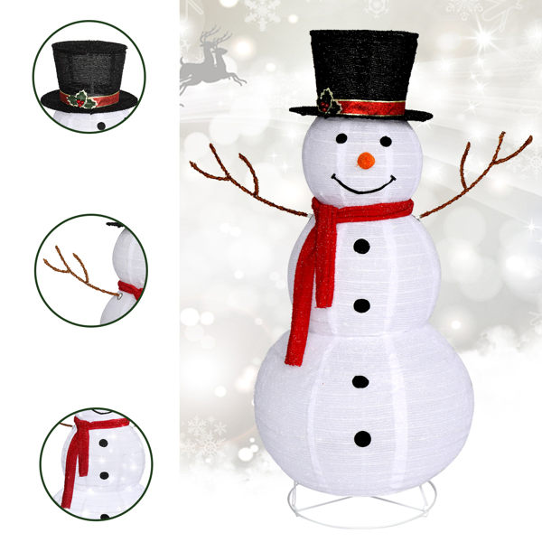 [Replace 62175283]60*60*120cm 30.00V 3.60W  Snowman Snow Fleece Garden Snowman Decoration White-38