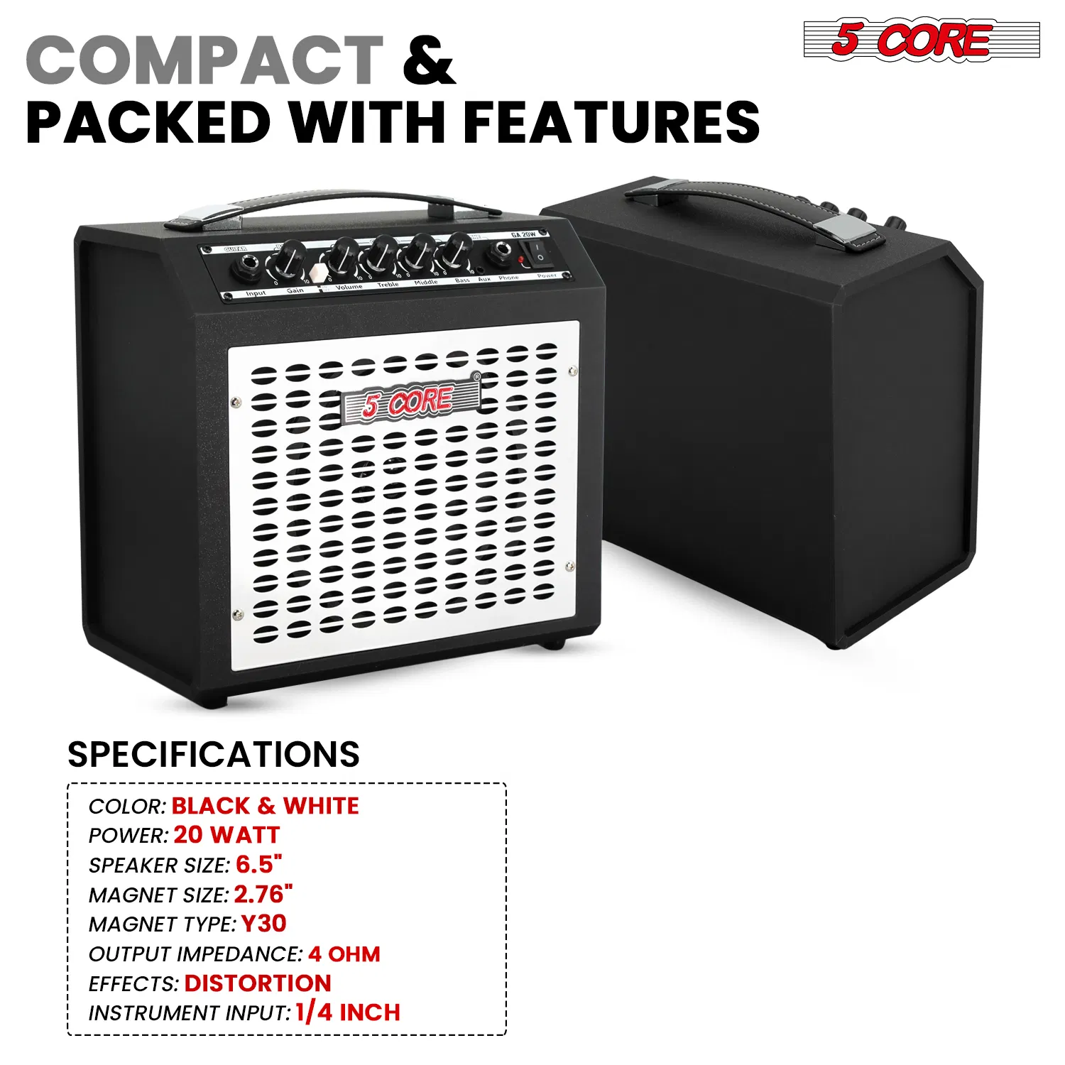 5 Core Guitar Amp Electric Portable Mini Amplifier w Built in Speaker Aux Headphone Jack image 7