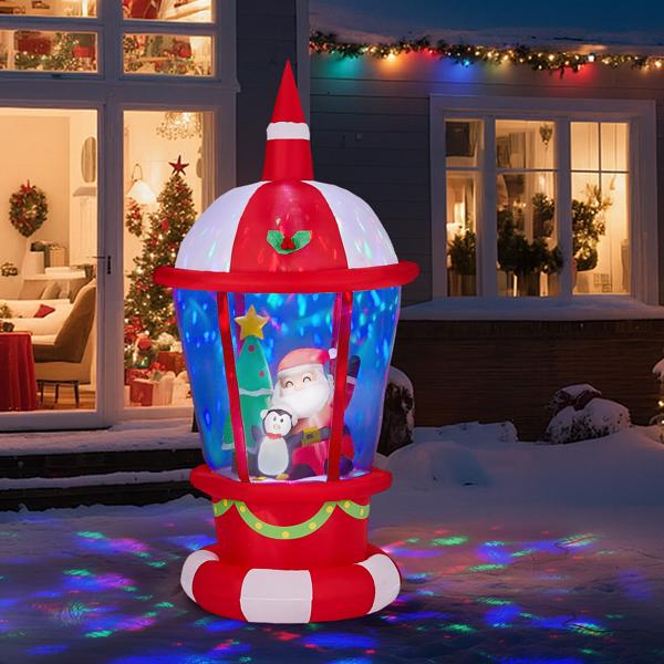 7.3FT Lighted Christmas Inflatable Decoration, Inflatable Lighthouse with Santa and Penguin, Funny Blow… image 14