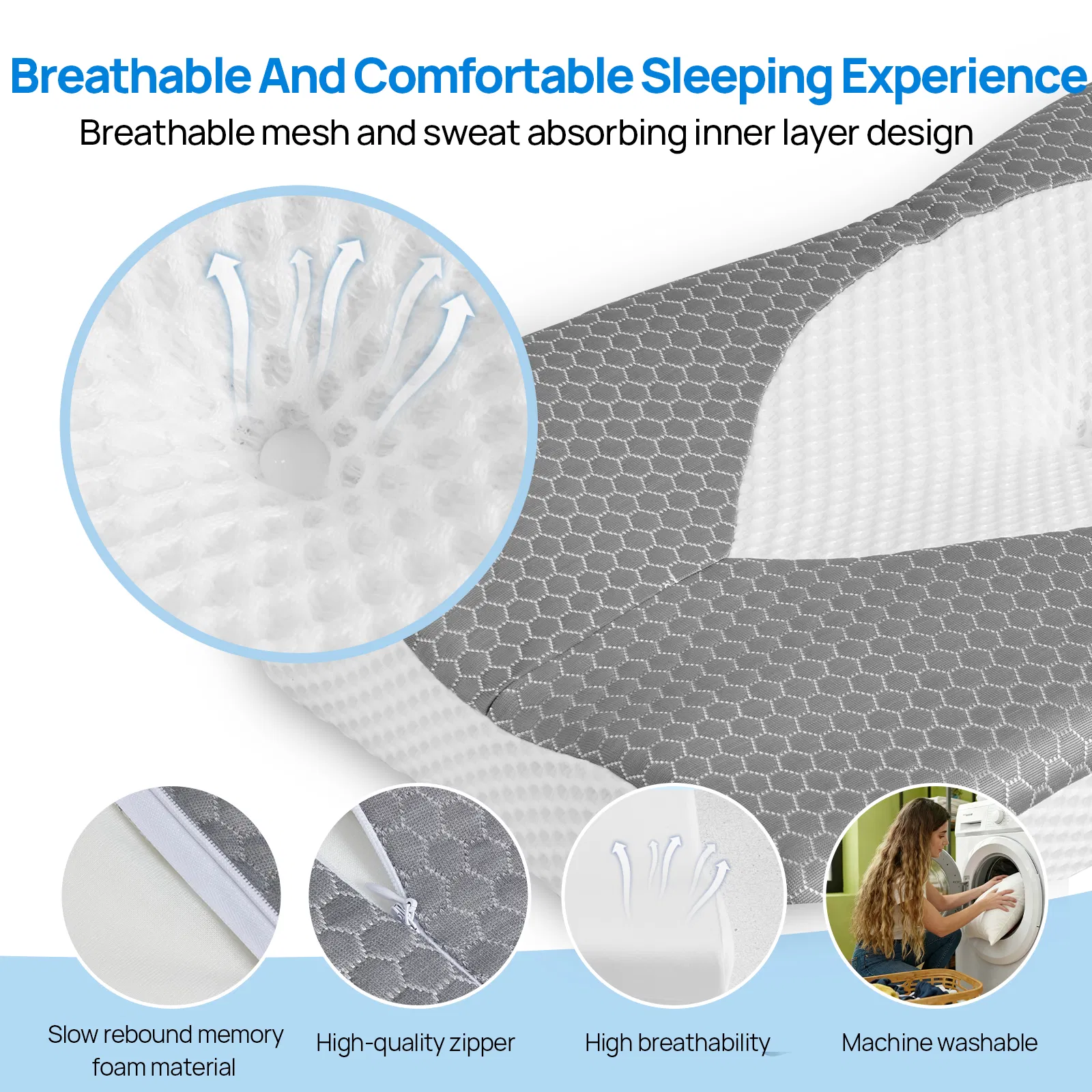 Cervical Neck Pillow, Cooling Ergonomic Memory Foam Pillows image 4