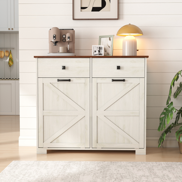 Farmhouse Double Tilt Out Trash Cabinet for 20 Gallon Trash Cans, Free Standing Recycling Cabinet with…