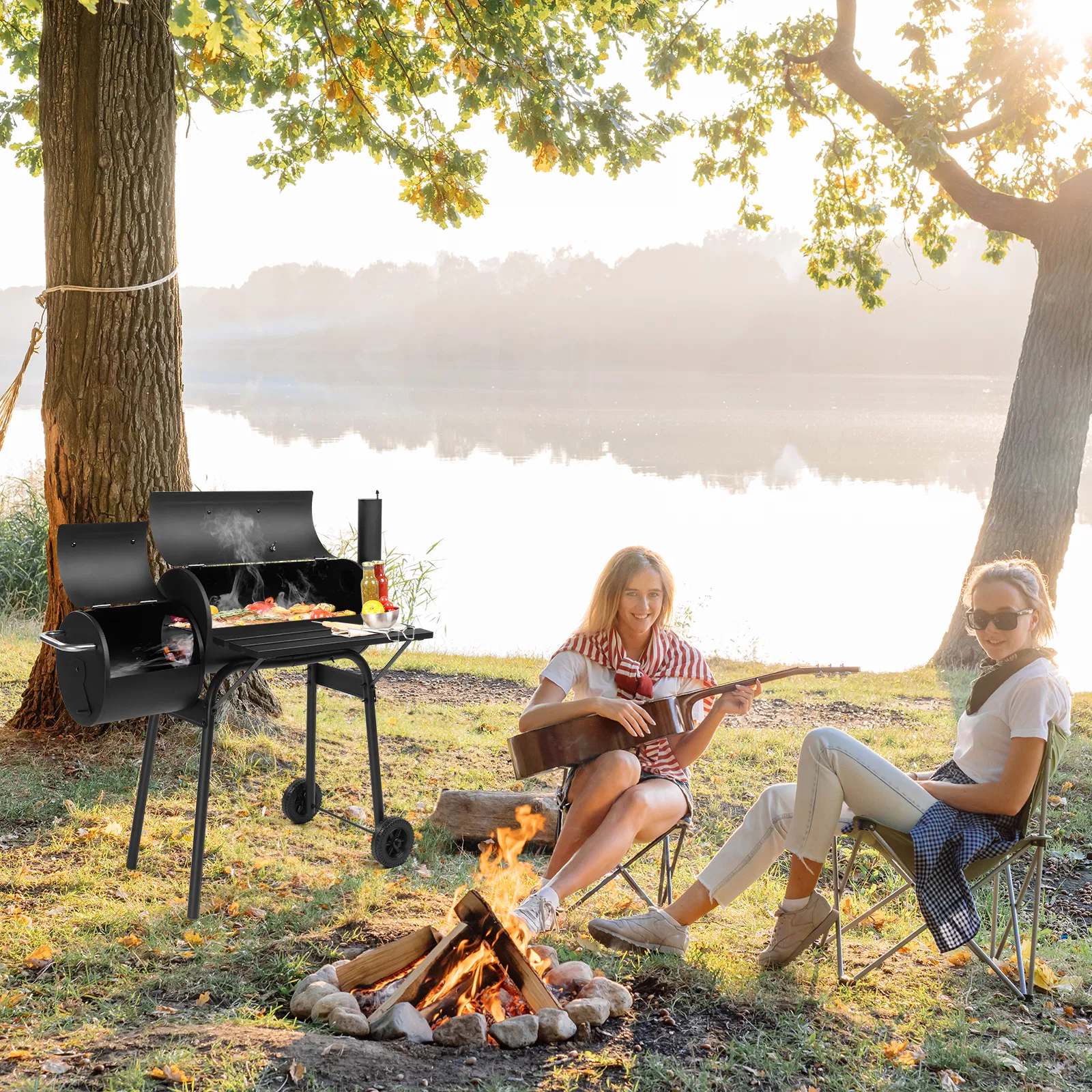 Barrel Charcoal Grill with Offset Smoker — photo 8