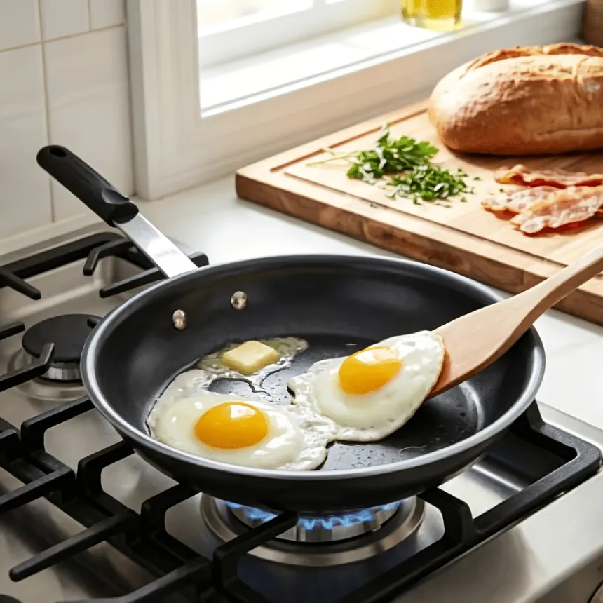 Ceramic Nonstick Egg Pan, Aluminum Frying Pan with Stainless Steel Base, Oven Safe, Dishwasher Safe Skillet image 7