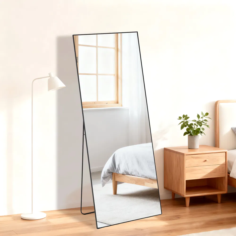 58"x19" Full Length Mirror with Stand Floor Mirror with Aluminum Alloy Frame Body Wall-Mounted Mirrors For Bedroom Bathroom image 8