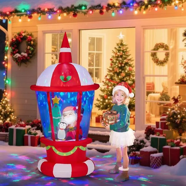 7.3FT Lighted Christmas Inflatable Decoration, Inflatable Lighthouse with Santa and Penguin, Funny Blow… image 9