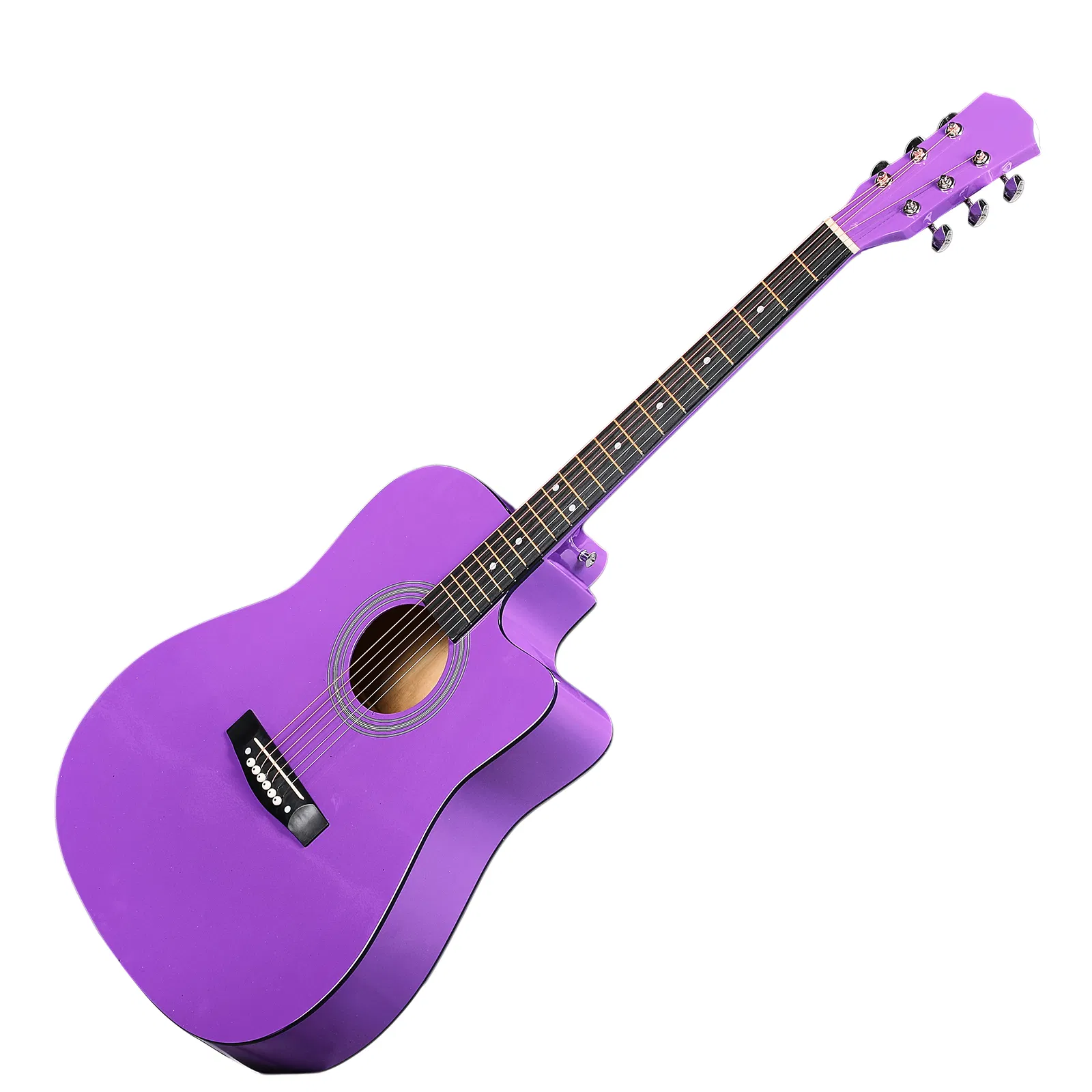 Purple 41-inch Dreadnought barrel-shaped cutaway acoustic guitar with pick, strings, capo, gig bag… image 5