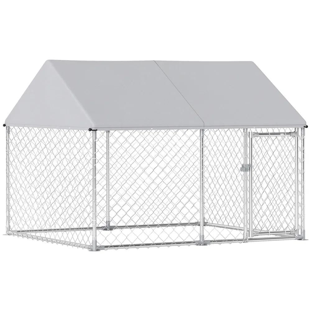 Outdoor Dog Kennel with Waterproof & Anti-UV Cover, Quick-Connect Frame, Secure Lock for Small Medium Dogs