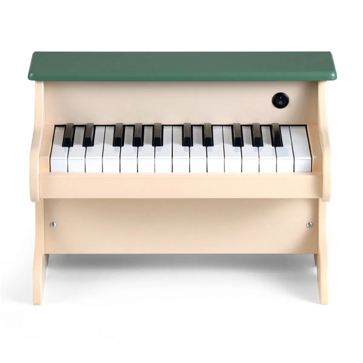 25-Key Kids Piano Keyboard - Realistic Sound & Finger-Sized Keys, Wooden Educational Toy for 3+ Years Old (Green+Beige)