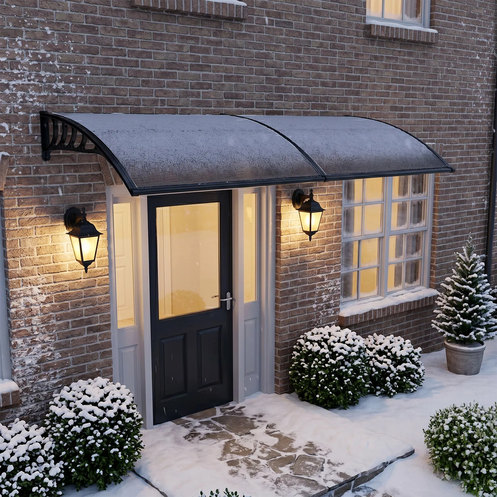 Awning for Door Entrance with Drainage Sink, 40x80 Inch Window Canopy Exterior, UV Rain Snow Protection… image 11