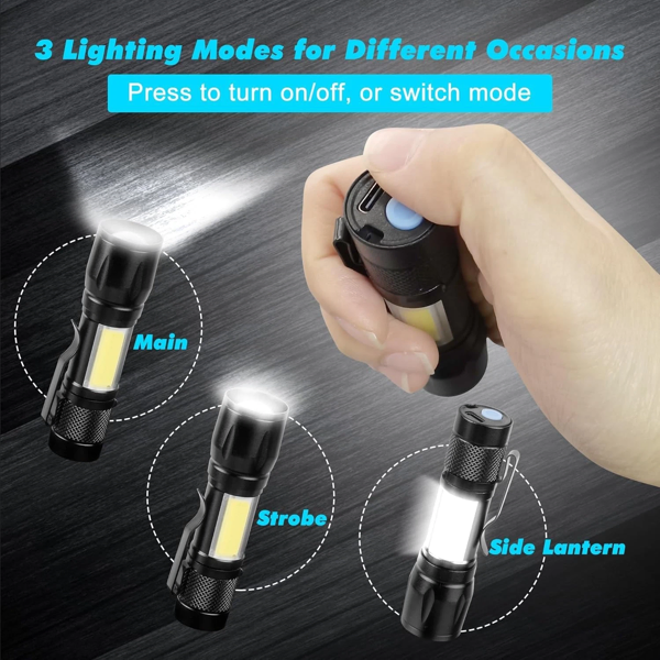 2 Pack USB Rechargeable Small LED Flashlights Camping Flashlight Work Light (Logistics only For USPS.TK/TMEU only For self-pickup)-23