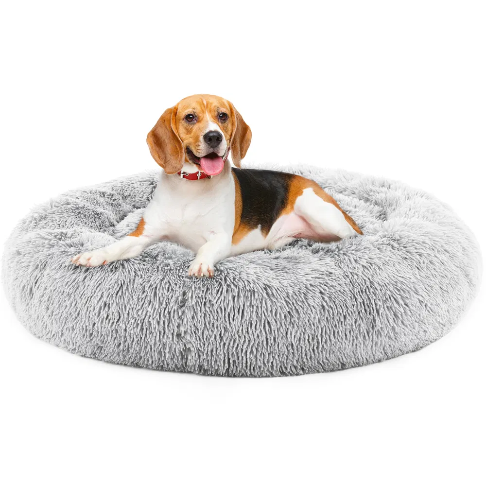 24 Inch Anti-Slip Round Fluffy Plush Faux Fur Cat Bed, Fits up to 25 lbs Pets - Default