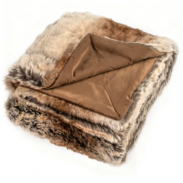 Coffee 760GSM Faux Raccoon Fur Throw Blanket 60