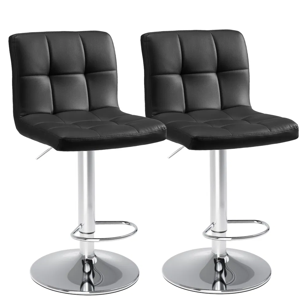 Bar Stools Set of 2, Counter Height Barstools,Square Seat Cushion Barstool with Back, Height Adjustable PU Leather Swivel Barstool image 8