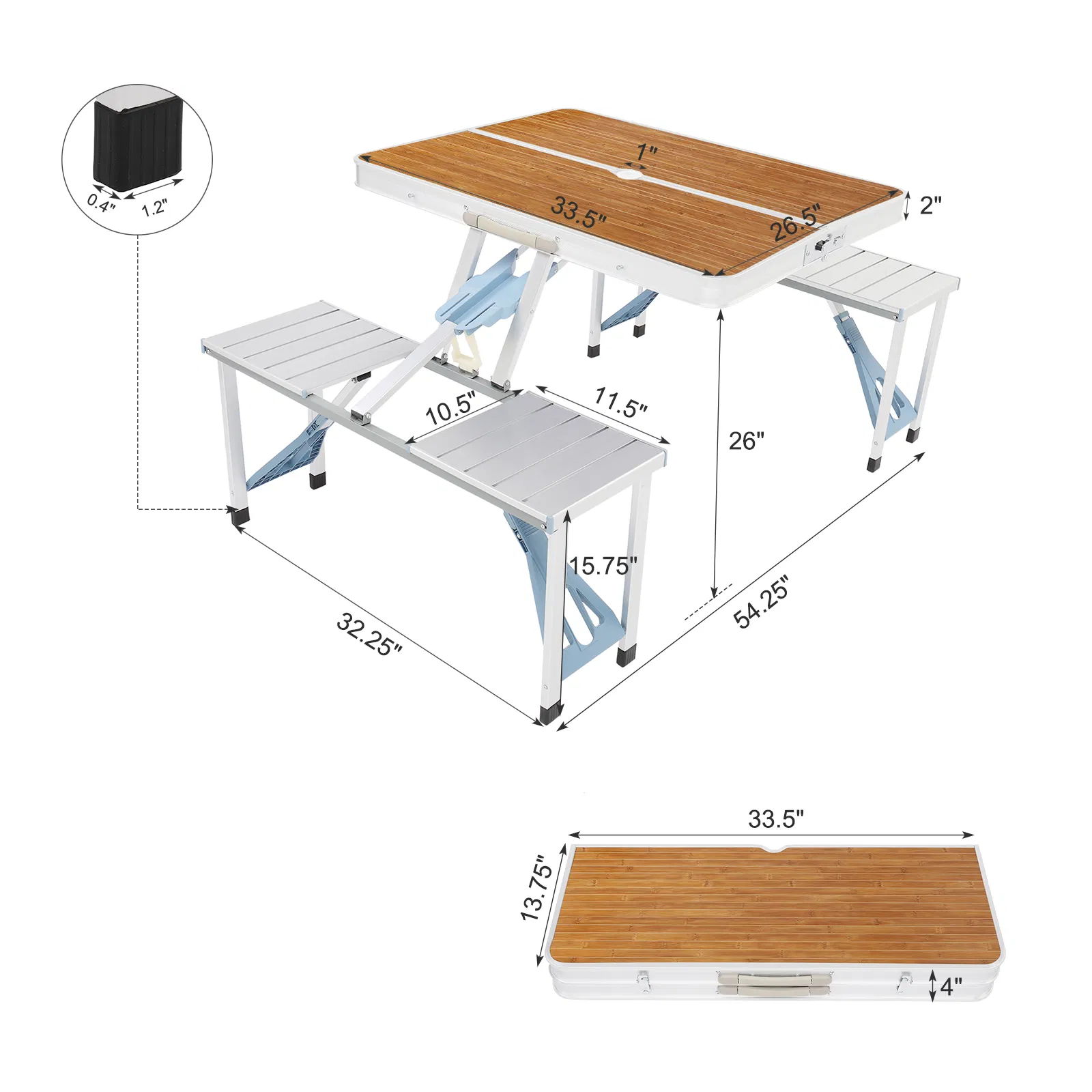 136*85.5*67cm 50kg Aluminum Alloy Table And Chair One Piece Camping One Piece Table And Chair Wood Grain… image 9