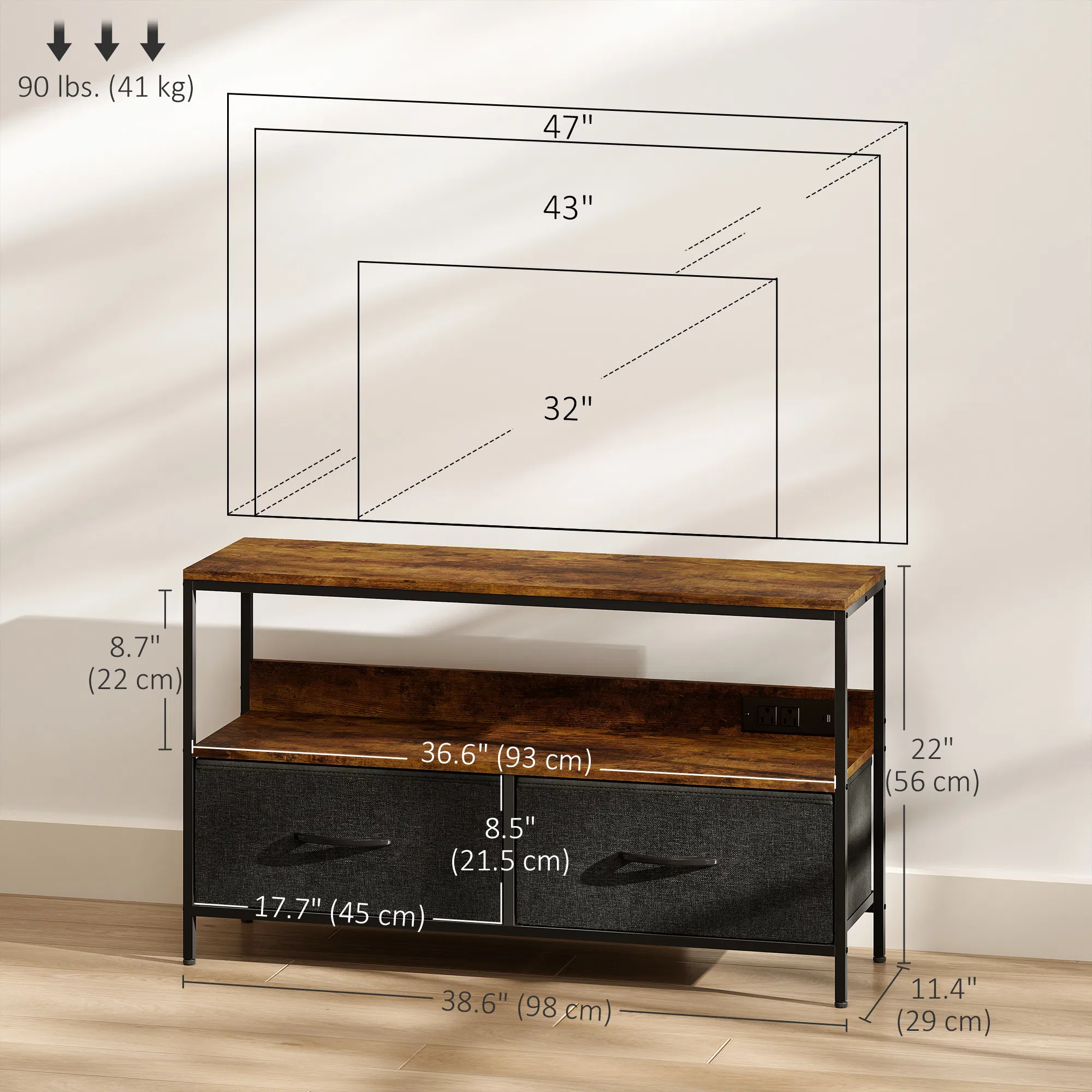 TV Stand with Charging Station, picture 2 of 5