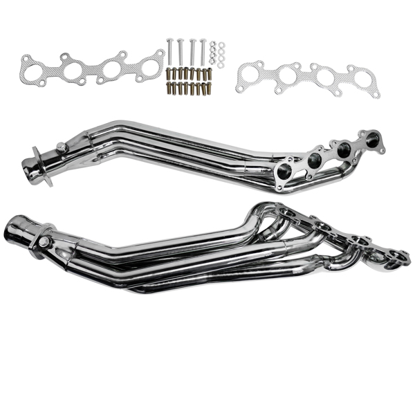 排气歧管 Stainless Steel Exhaust Header Set Polished for 2011-2016 Mustang GT 5.0L/V8-12