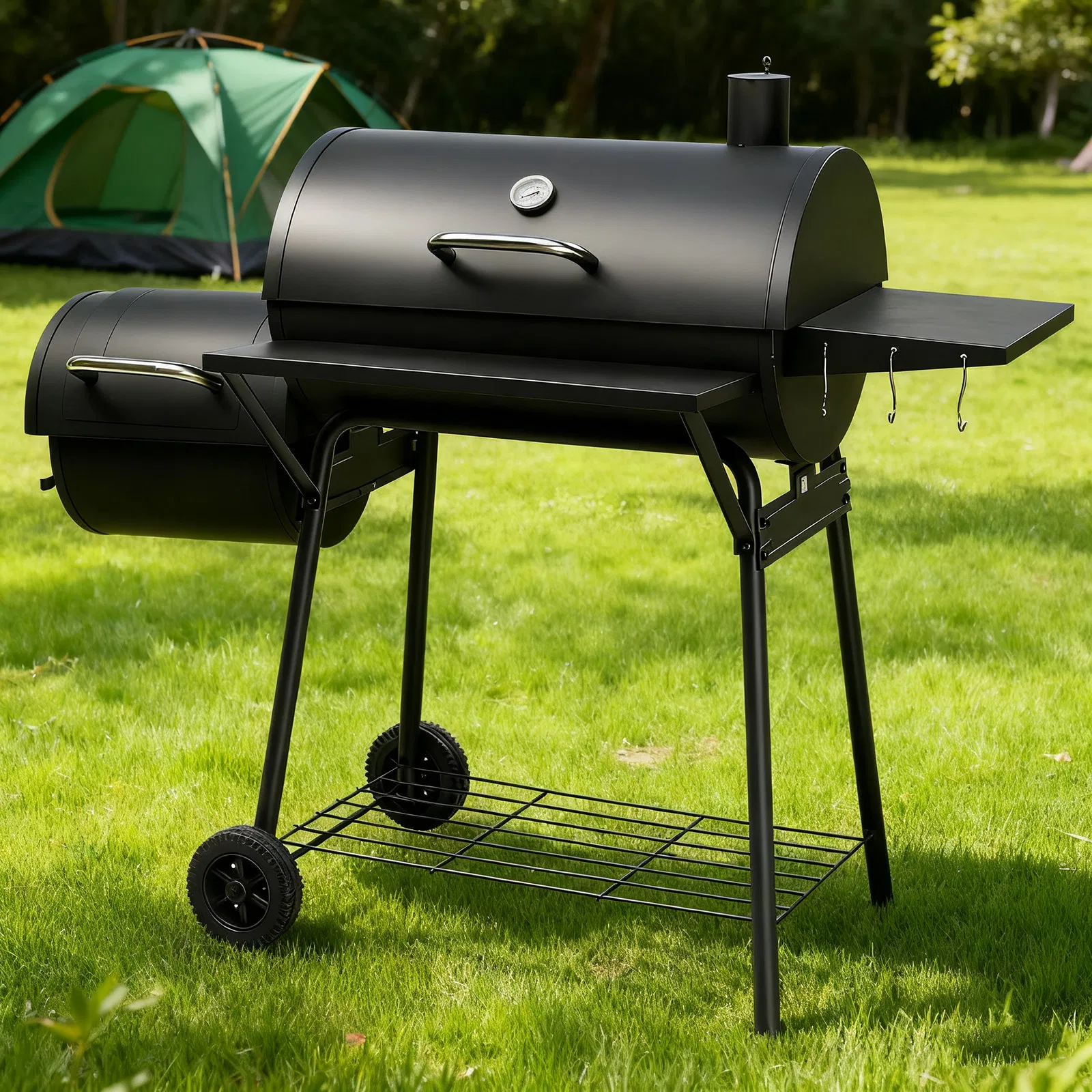 Barrel Charcoal Grill with Offset Smoker & Warming Rack β photo 8