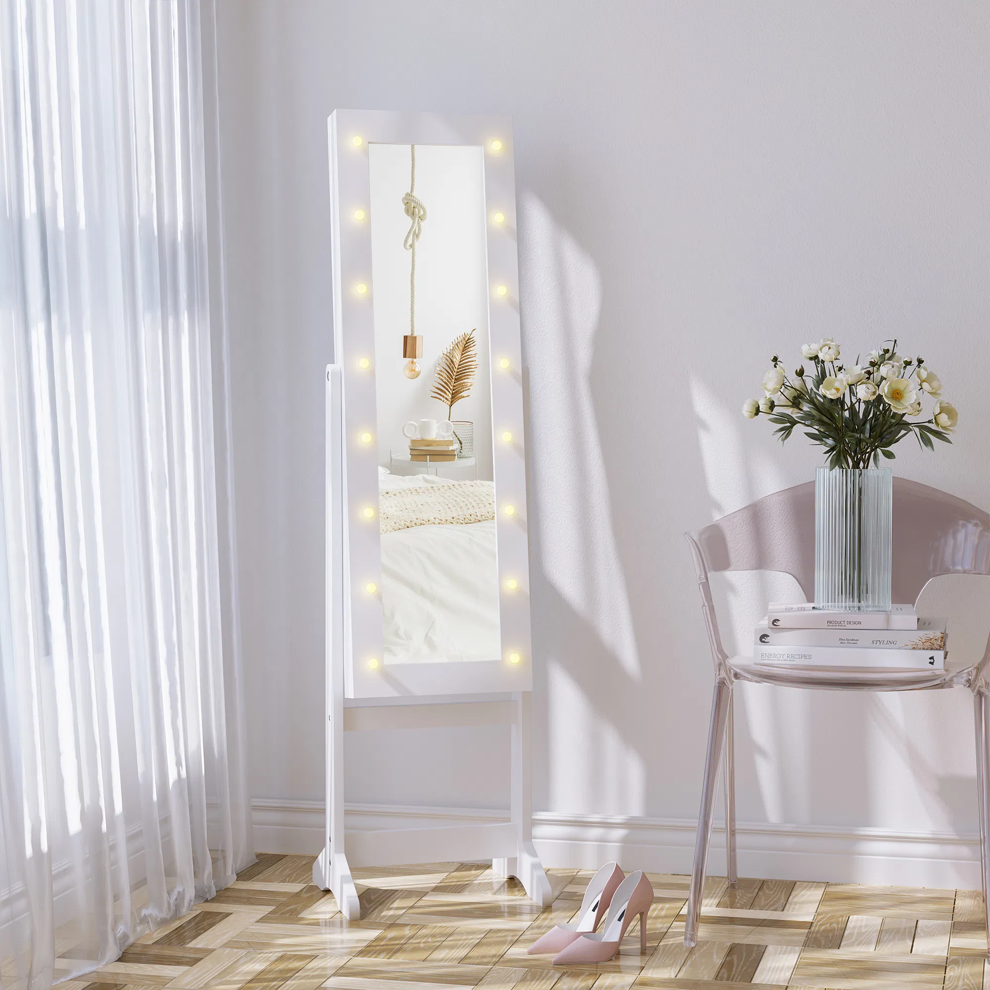 Mirrored Jewelry Cabinet Armoire