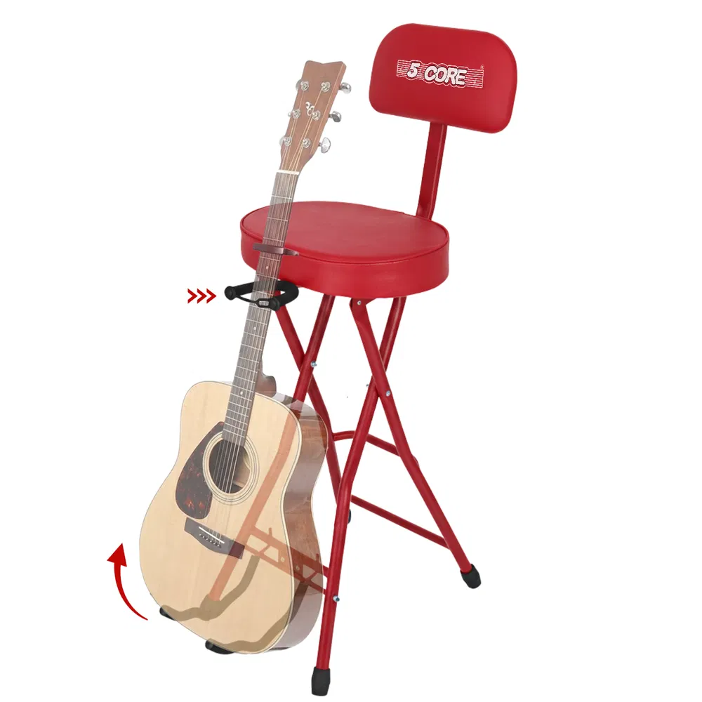 5Core Guitar Stool 3.15" Padded Chair w Backrest Foldable Music Seat Built in Foot Rest Guitar Stand image 15