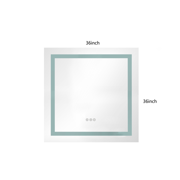 36x36 英寸 LED 浴室镜, 带前灯和背光, 壁挂式梳妆镜, 带智能触摸按钮, 防雾, 记忆功能, 3 种颜色, 无级调光化妆镜(水平/垂直)-19