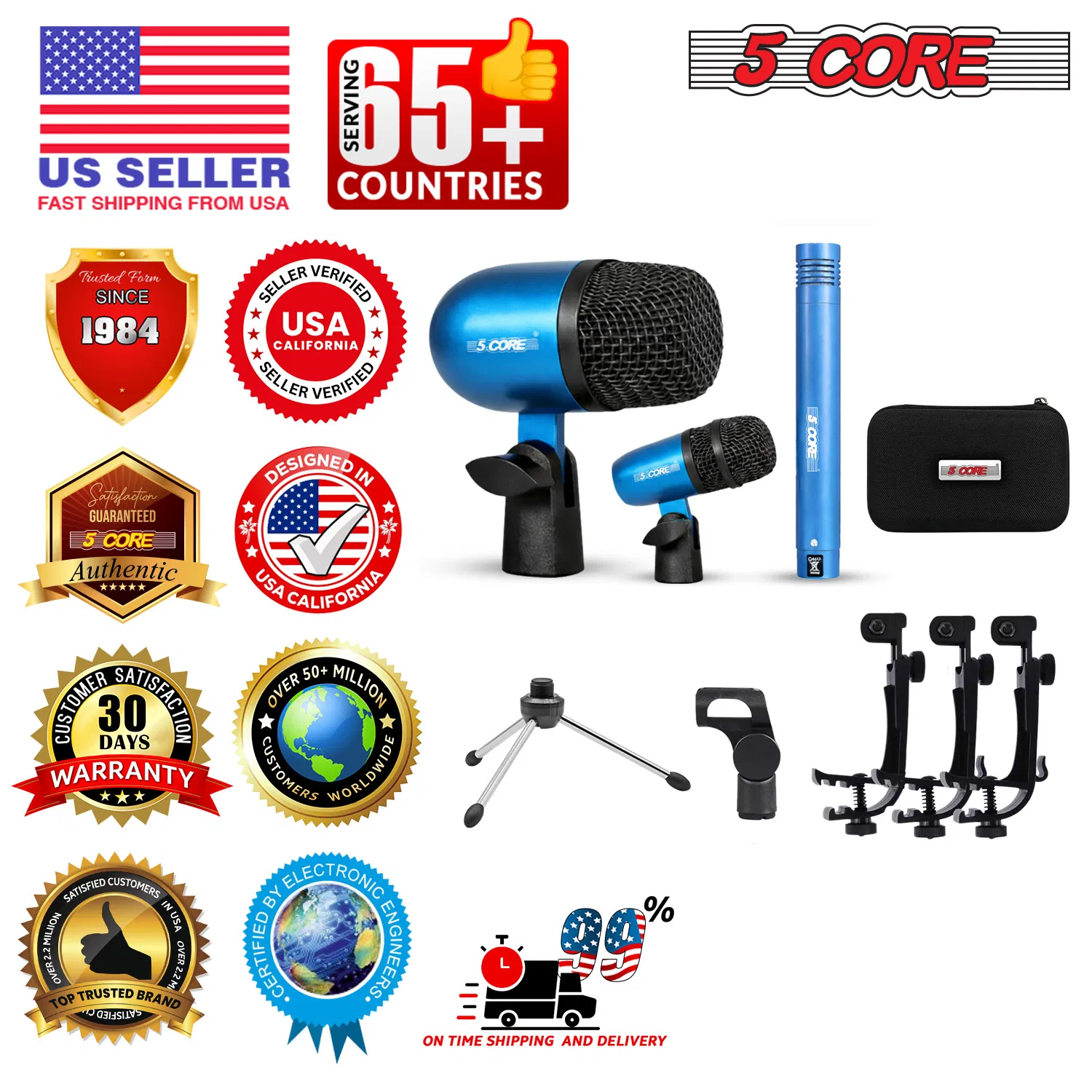 5 Core Conga Mic Snare Tom Microphone Drum Kit Condenser XLR Instrument Mics image 11