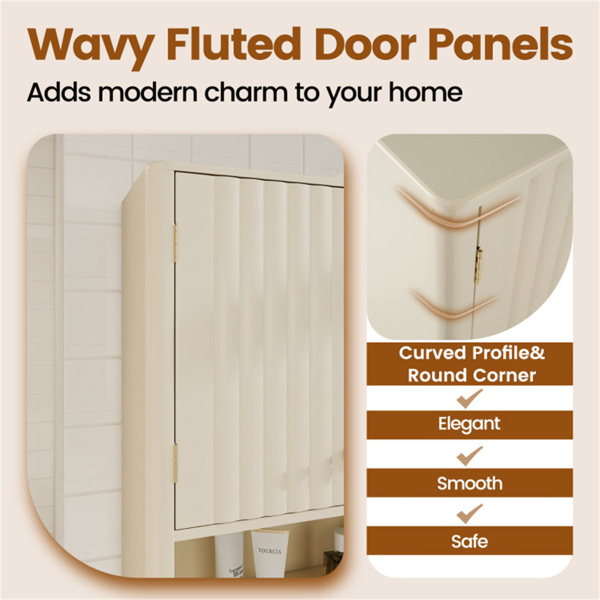 Beige Fluted Wall Cabinet (21.5