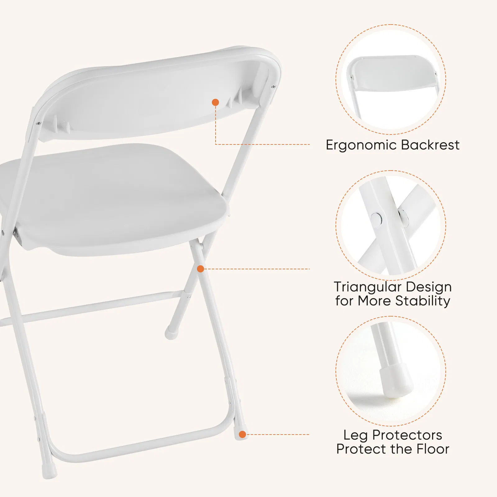 Folding Chair, Indoor Outdoor Portable, Stackable for Events, Offices, Weddings, Picnics and Restaurants image 2
