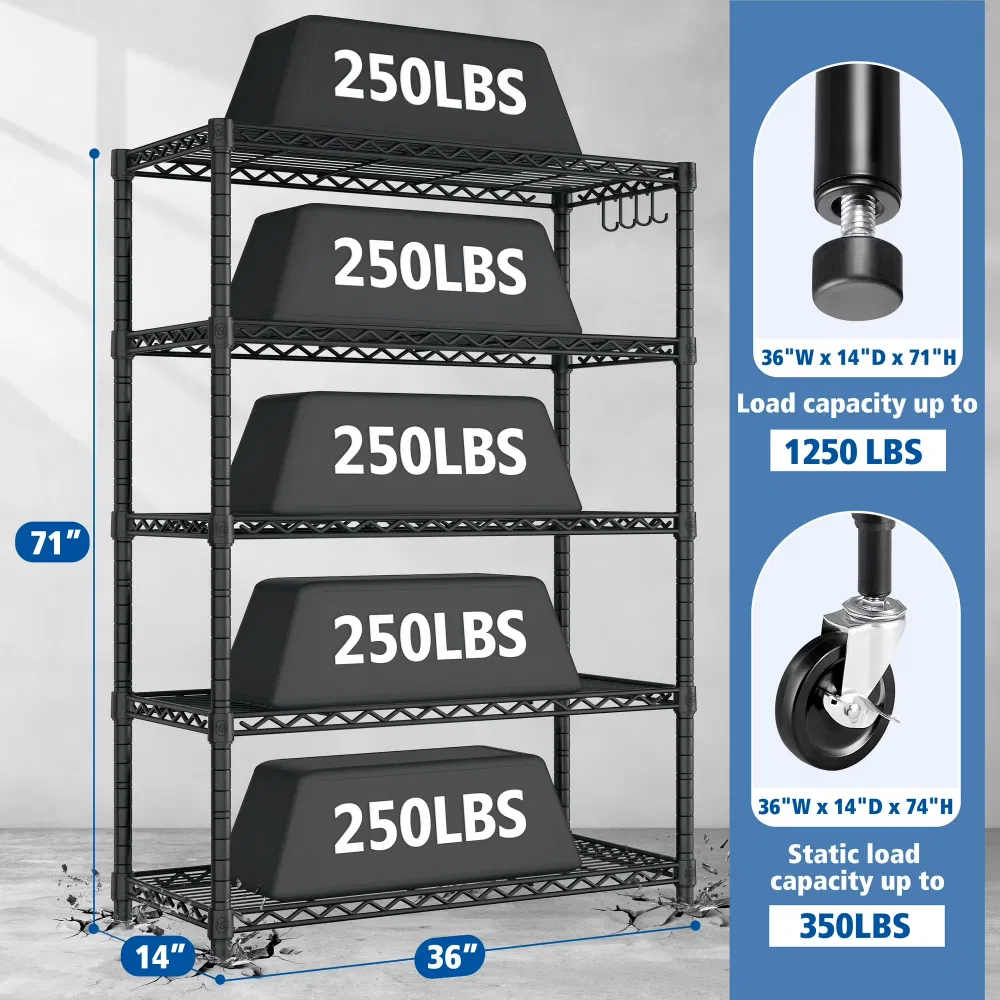 5-Tier Wire Shelving Unit, picture 4 of 5