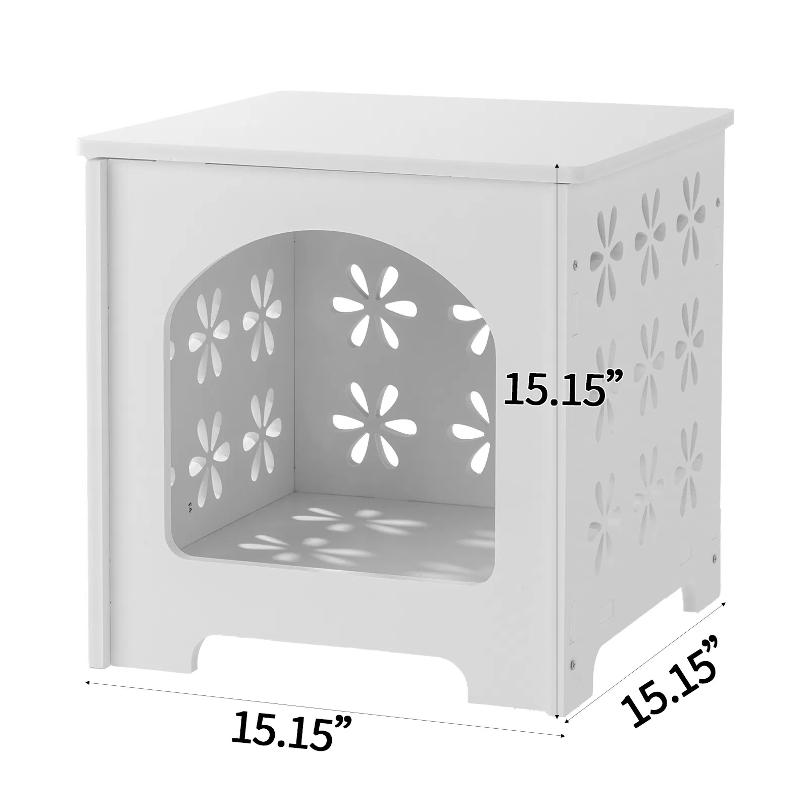 Side Table with Storage, Nightstand End Table with Floral Design, Modern Arch Opening Bedside Table for… image 3
