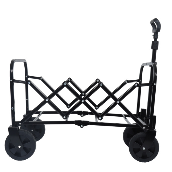 Expandable Dual-Layer Utility Wagon with 100% Extra Space - Grocery Cart for Camping, Shopping, Sports, Gardening, Fishing, Supports 225lbs, Brown -46